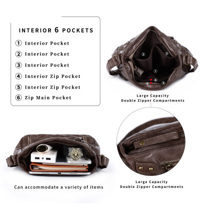 Vintage distressed shoulder crossbody bag - Image 3