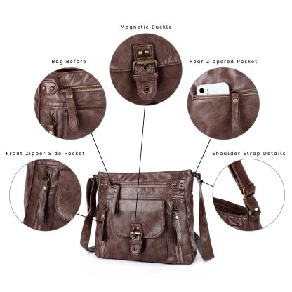 Vintage distressed shoulder crossbody bag - Image 2