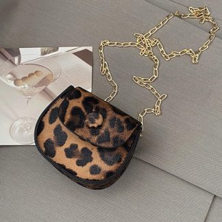 Mini leopard print chain bag
