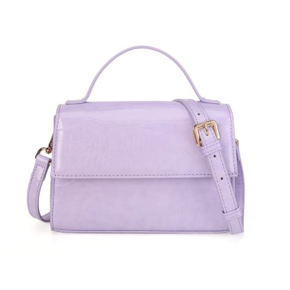Lilac crocodile pattern handbag crossbody bag