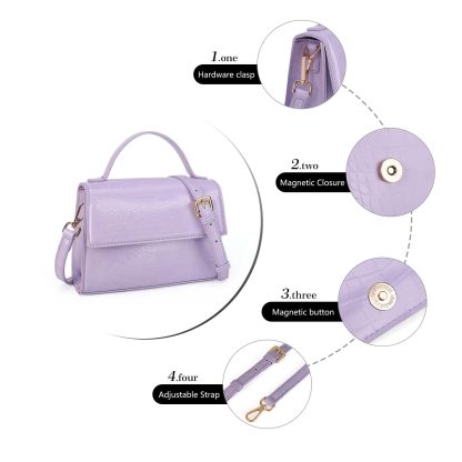 Lilac crocodile pattern handbag crossbody bag - Image 3
