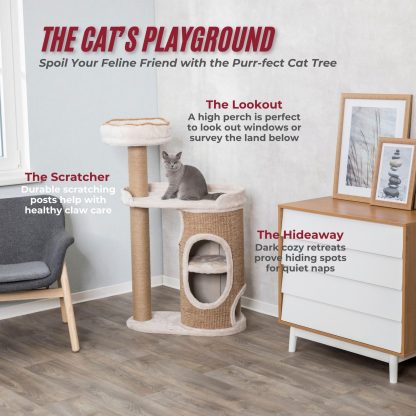 Comfortable multi-level cat climbing frame with scratching posts and cat bed - Image 3