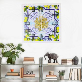 Sicilian lemon style art wall clock