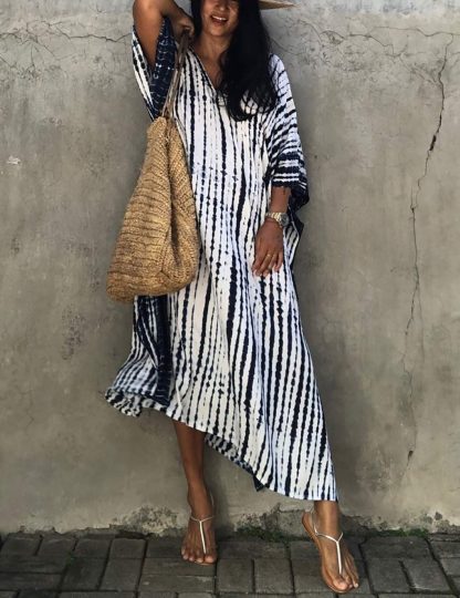 Tie-dye gradient striped robe dress - Image 7