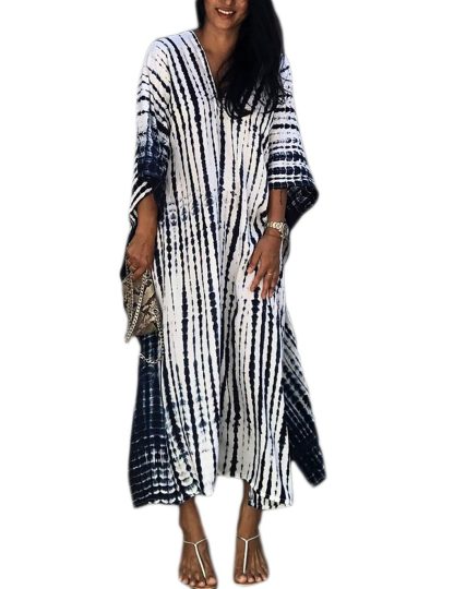 Tie-dye gradient striped robe dress - Image 6