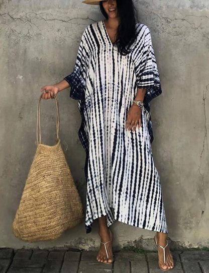 Tie-dye gradient striped robe dress - Image 3
