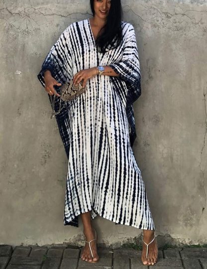 Tie-dye gradient striped robe dress - Image 2