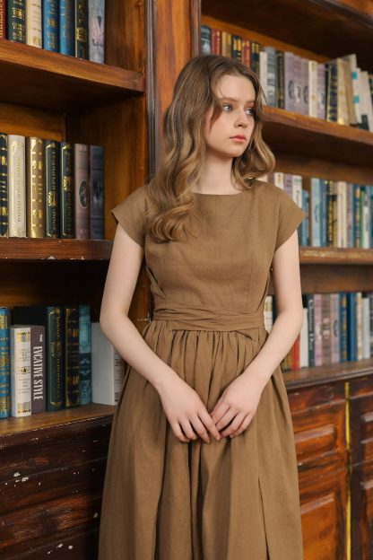 Literary style tie waist dress - Image 6