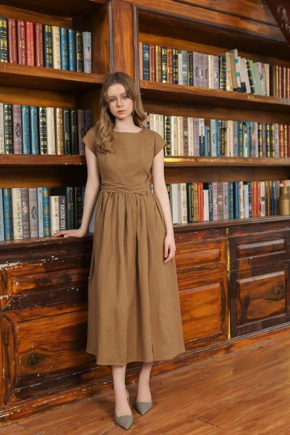 Literary style tie waist dress - Image 4