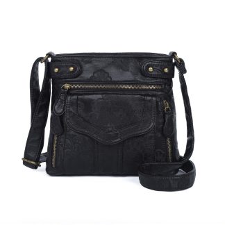 Vintage embossed shoulder crossbody bag