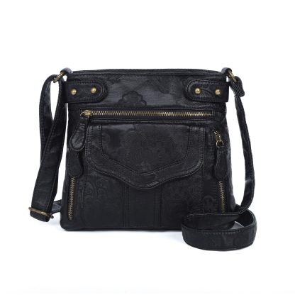 Vintage embossed shoulder crossbody bag