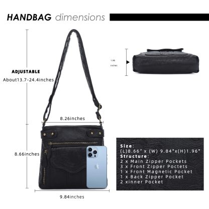 Vintage embossed shoulder crossbody bag - Image 3