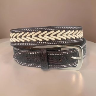 Braided contrast-color carved belt