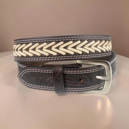 Braided contrast-color carved belt