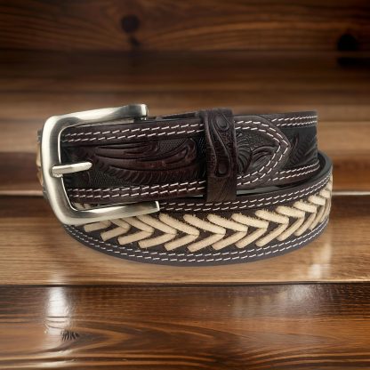 Braided contrast-color carved belt - Image 4