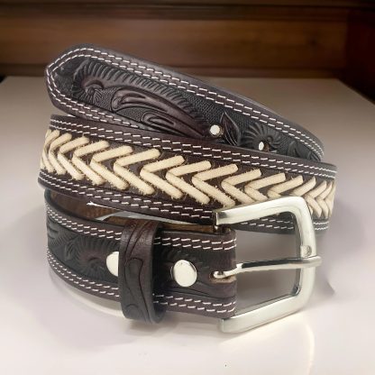 Braided contrast-color carved belt - Image 2