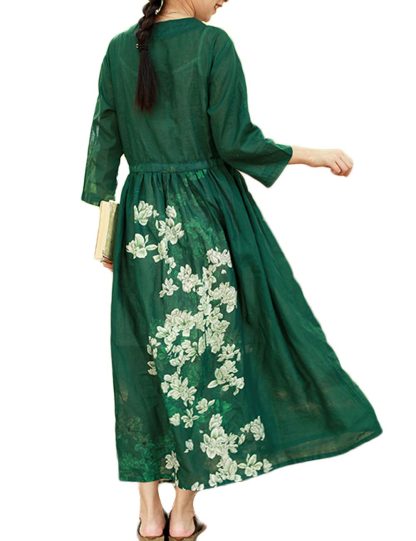 Embroidered ramie long skirt - Image 6