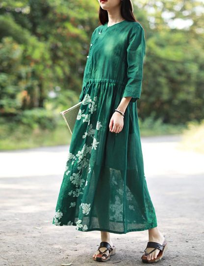 Embroidered ramie long skirt - Image 4
