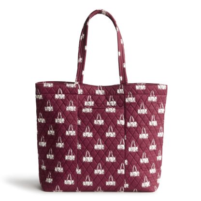 Burgundy Quilted Print Tote Bag - Image 7