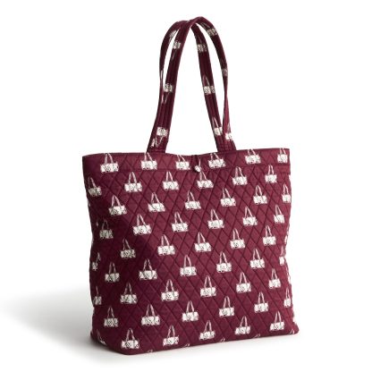 Burgundy Quilted Print Tote Bag - Image 6