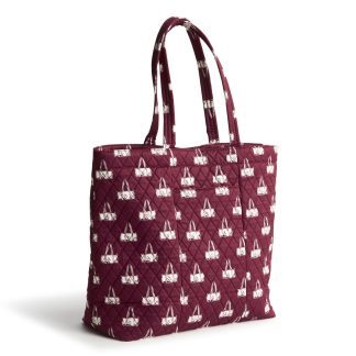 Burgundy Quilted Print Tote Bag