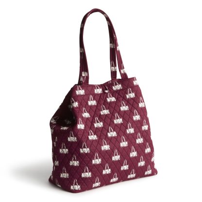 Burgundy Quilted Print Tote Bag - Image 4