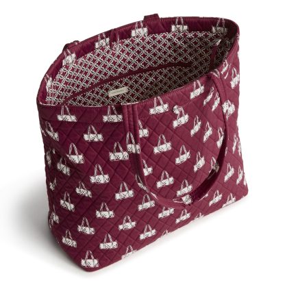 Burgundy Quilted Print Tote Bag - Image 3