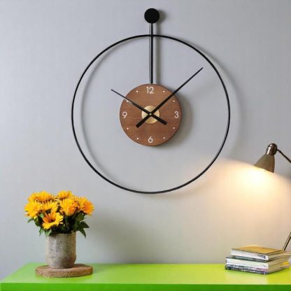 Creative iron and wooden wall clock - Image 4