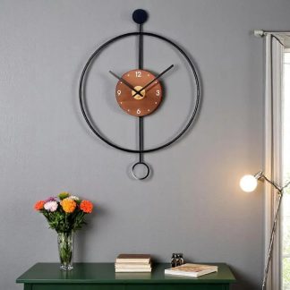 Creative iron and wooden wall clock