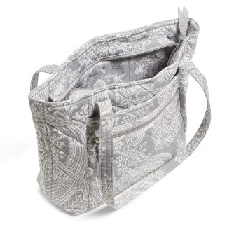 Paisley Light Grey Quilted Tote
