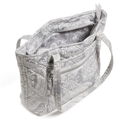 Paisley Light Grey Quilted Tote