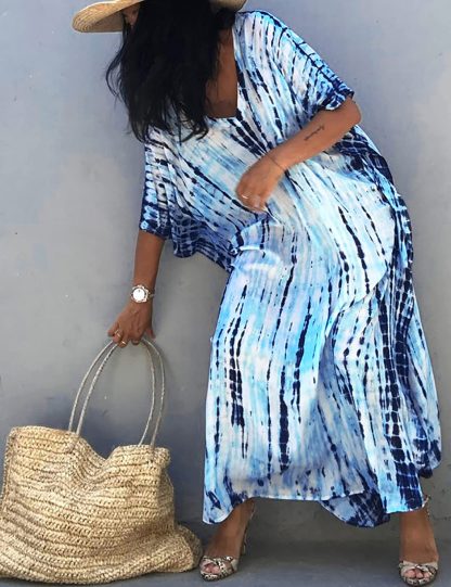 Tie-dye gradient blue robe dress - Image 5
