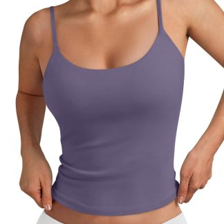 Women's Light Purple Spaghetti Strap Square Neck Short Camisole