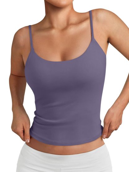 Women's Light Purple Spaghetti Strap Square Neck Short Camisole