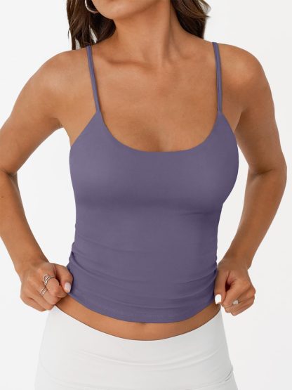 Women's Light Purple Spaghetti Strap Square Neck Short Camisole - Image 4