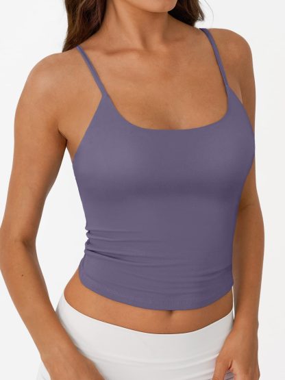 Women's Light Purple Spaghetti Strap Square Neck Short Camisole - Image 3
