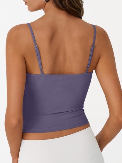 Women's Light Purple Spaghetti Strap Square Neck Short Camisole - Image 2