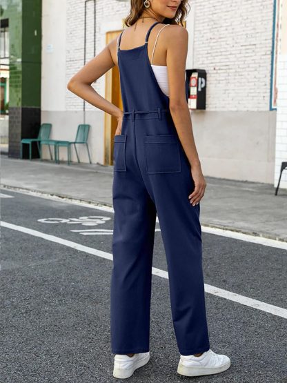 Women's Adjustable Shoulder Strap Drawstring Work Jumpsuit - Image 5