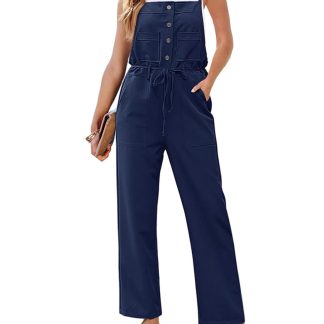 Women's Adjustable Shoulder Strap Drawstring Work Jumpsuit