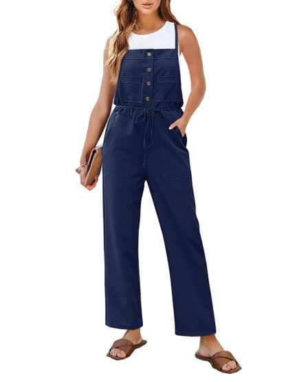 Women's Adjustable Shoulder Strap Drawstring Work Jumpsuit