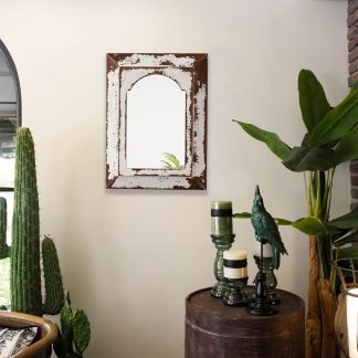 Retro distressed double frame decorative mirror