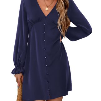 French Vintage V-Neck Dress