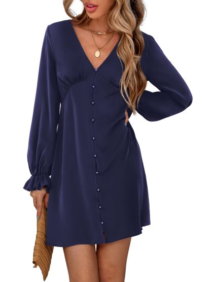 French Vintage V-Neck Dress