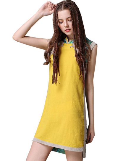 Contrast color panel sleeveless dress - Image 4