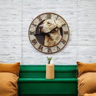 3D relief dog wall clock