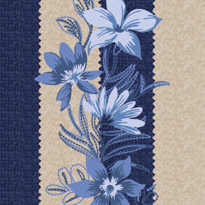 Blue and white striped floral embroidered tote bag - Image 4