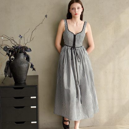 Retro Plaid Slip Dress - Image 5
