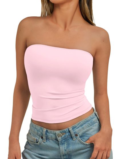 Women's pink tube top strapless top - Image 5