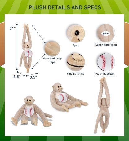 Long-armed monkey holding baseball plush toy - Image 2