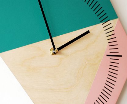 Hexagonal contrasting wooden wall clock - Image 6